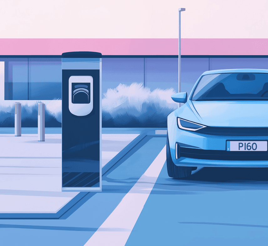 Illustration of a parking machine and a parked car