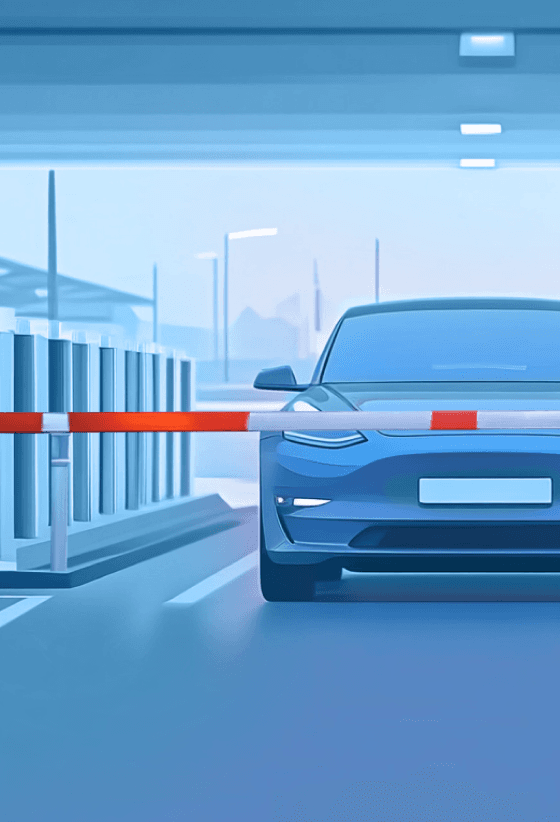 Illustration of a car entering a car park