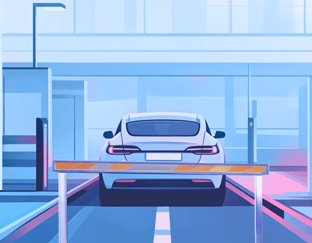 Illustration of a car entering a car park