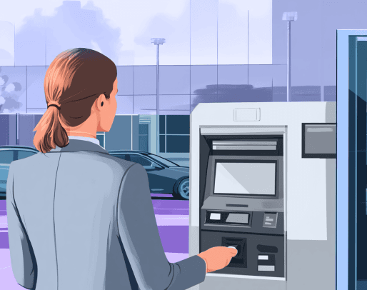 Illustration of a woman paying for parking