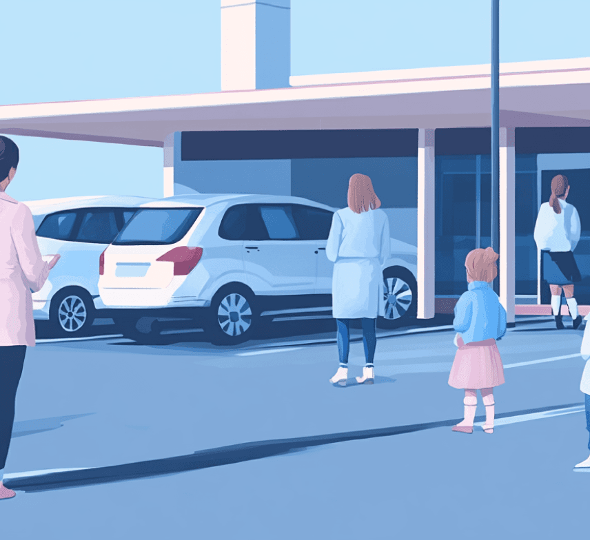 Illustration of a school carpark