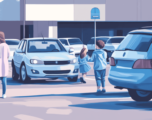 Illustration of children in a carpark