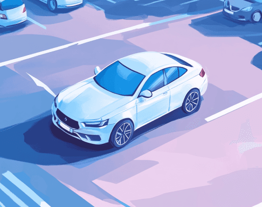 Illustration of a car in a car park