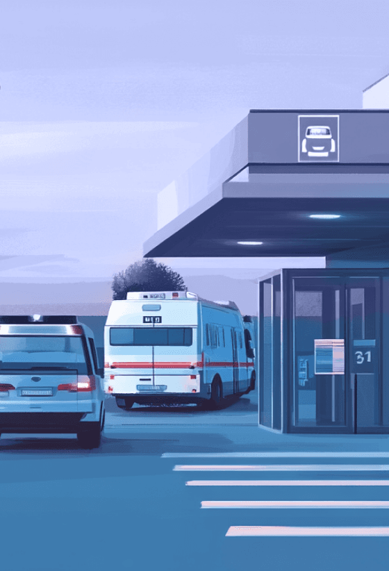 Illustration of a hospital carpark