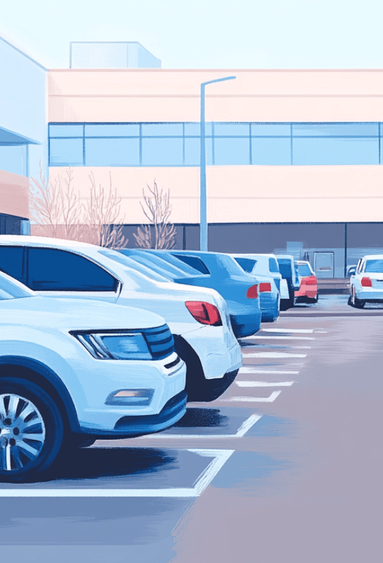 Illustration of cars parked in a carpark