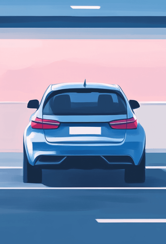 Illustration of a car parked in a parking space