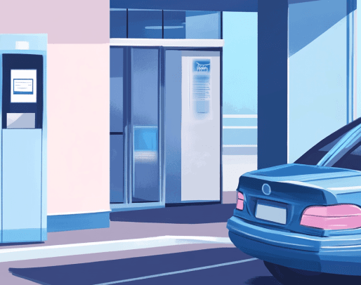 Illustration of a car in a car park