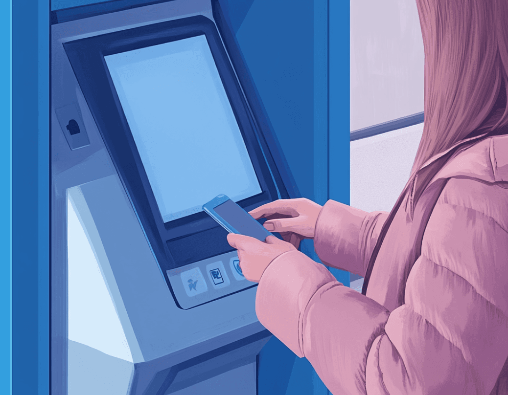 Illustration of a woman paying for parking