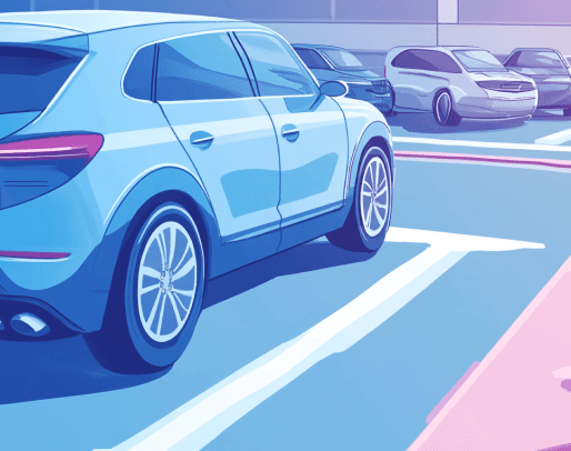 Illustration of a car in a car park