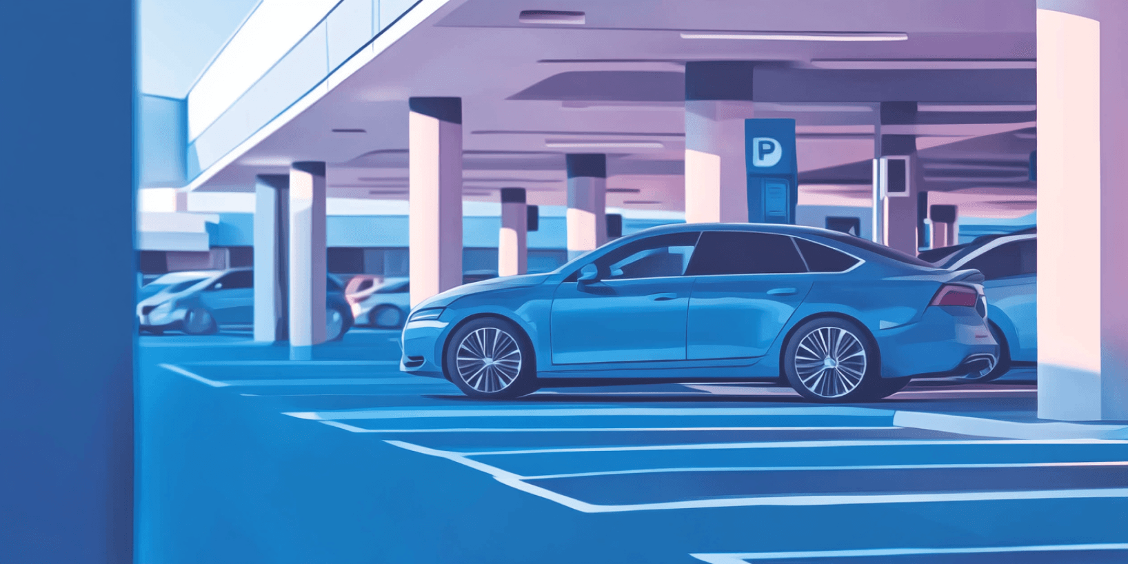 Illustration of a car in a car park