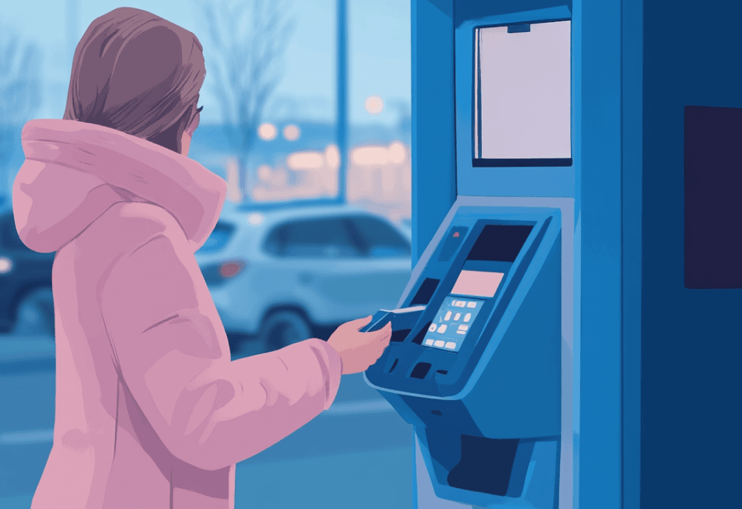 Woman paying for parking