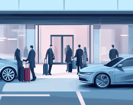 Illustration of a busy car park