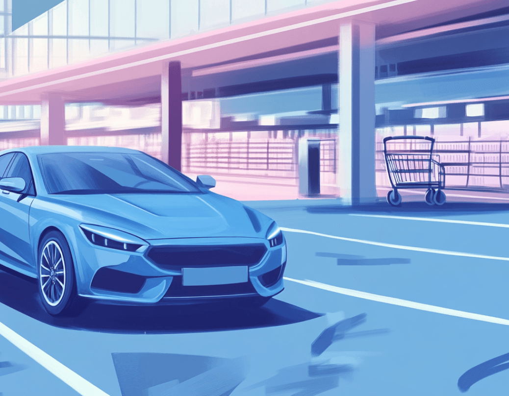 Illustration of a car in a supermarket carpark