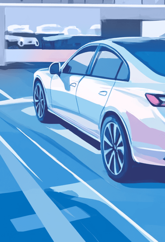 Illustration of a car in a parking space