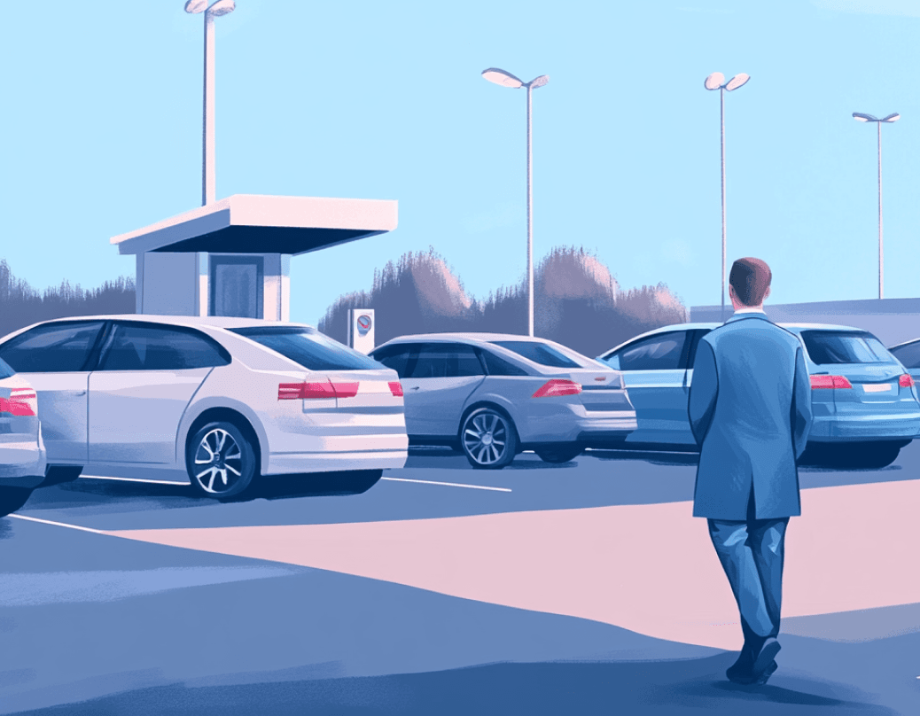 Illustration of a man in a car park